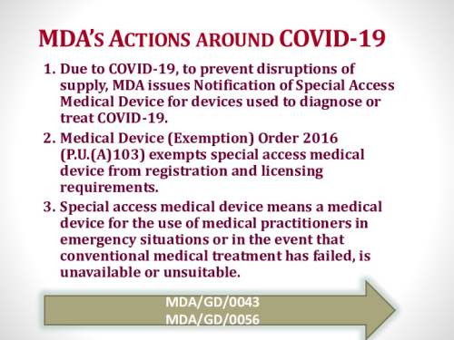 MDA’S ACTIONS AROUND COVID 19